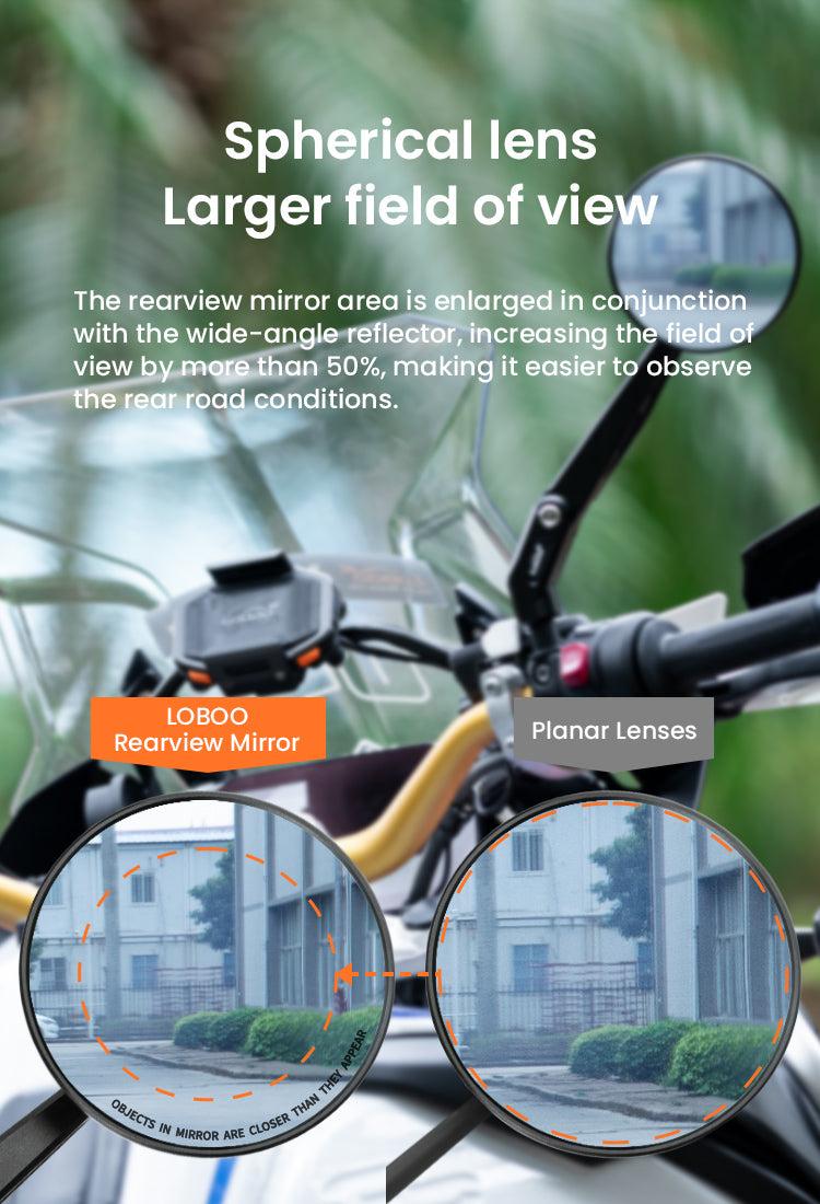 RM01 CNC Aluminum Rearview Mirror – Wide-Angle Spherical Lens, Anti-Glare, Folding Design