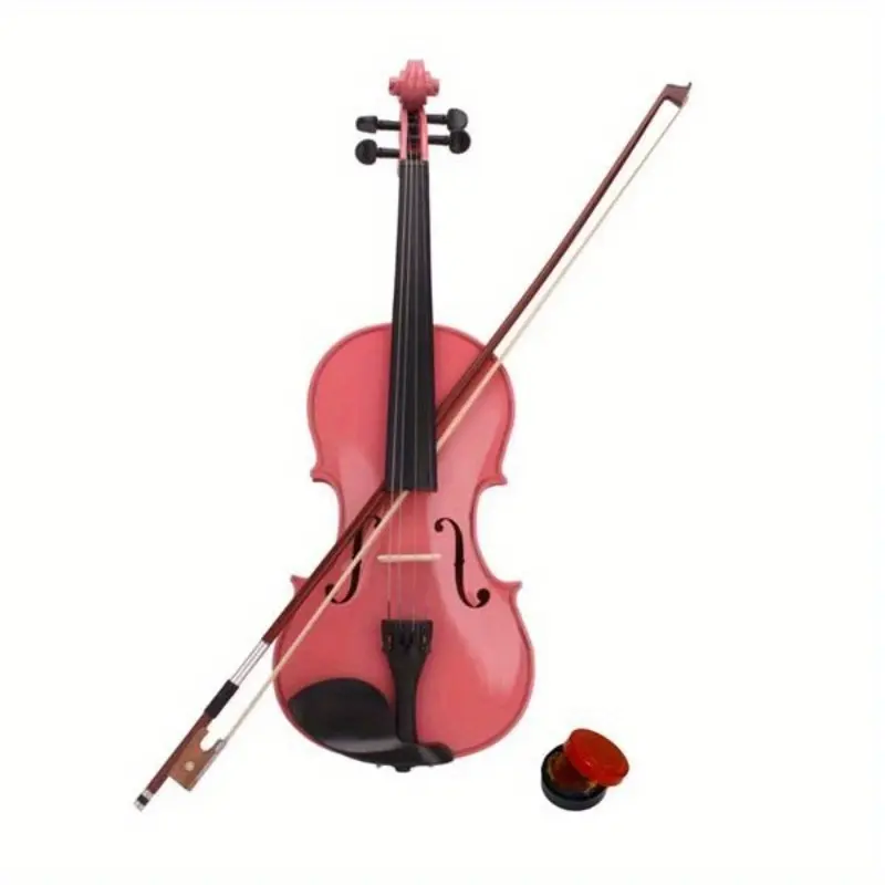 1/4 Size Acoustic Violin Accessory Kit for 5-7 Year Olds - Includes Basswood-Arbor-Maple Case, Bow, Rosin, Pink Guitar Belt Sling, Guitar Learning Tools