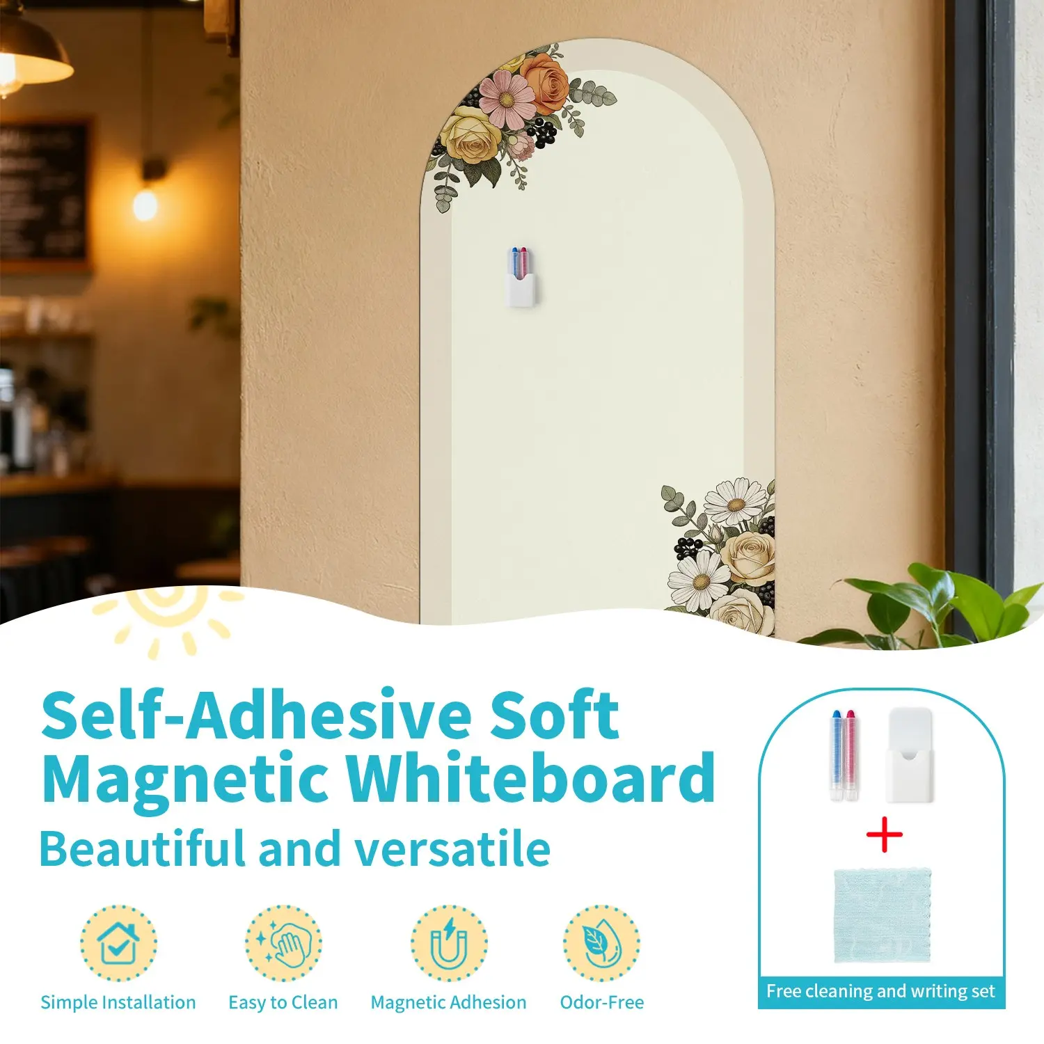 Peel Stick Magnetic Whiteboard 15.75x31.5in Removable Wall Board Easy Install Office School, Magnetic Writable Surface, Durable & Removable, Ideal for Meeting Rooms and Classrooms