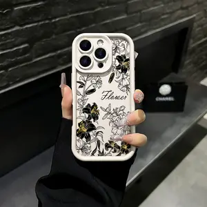 Golden Lily Totem Phone Case Elegant Stylish Full Camera Protection Minimalist Color Cover Compatible with iPhone 17 Pro Max 16 15 14 13 12 11 Samsung S25 S24 S23