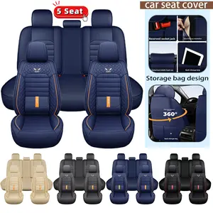 Non Slip Design Car Seat Cover - Wear Resistant & Wrinkle Resistant Five Seat PU Leather - All Seasons Comfortable - Complete Protection for Vehicle Seats - 360° Storage Bag Design