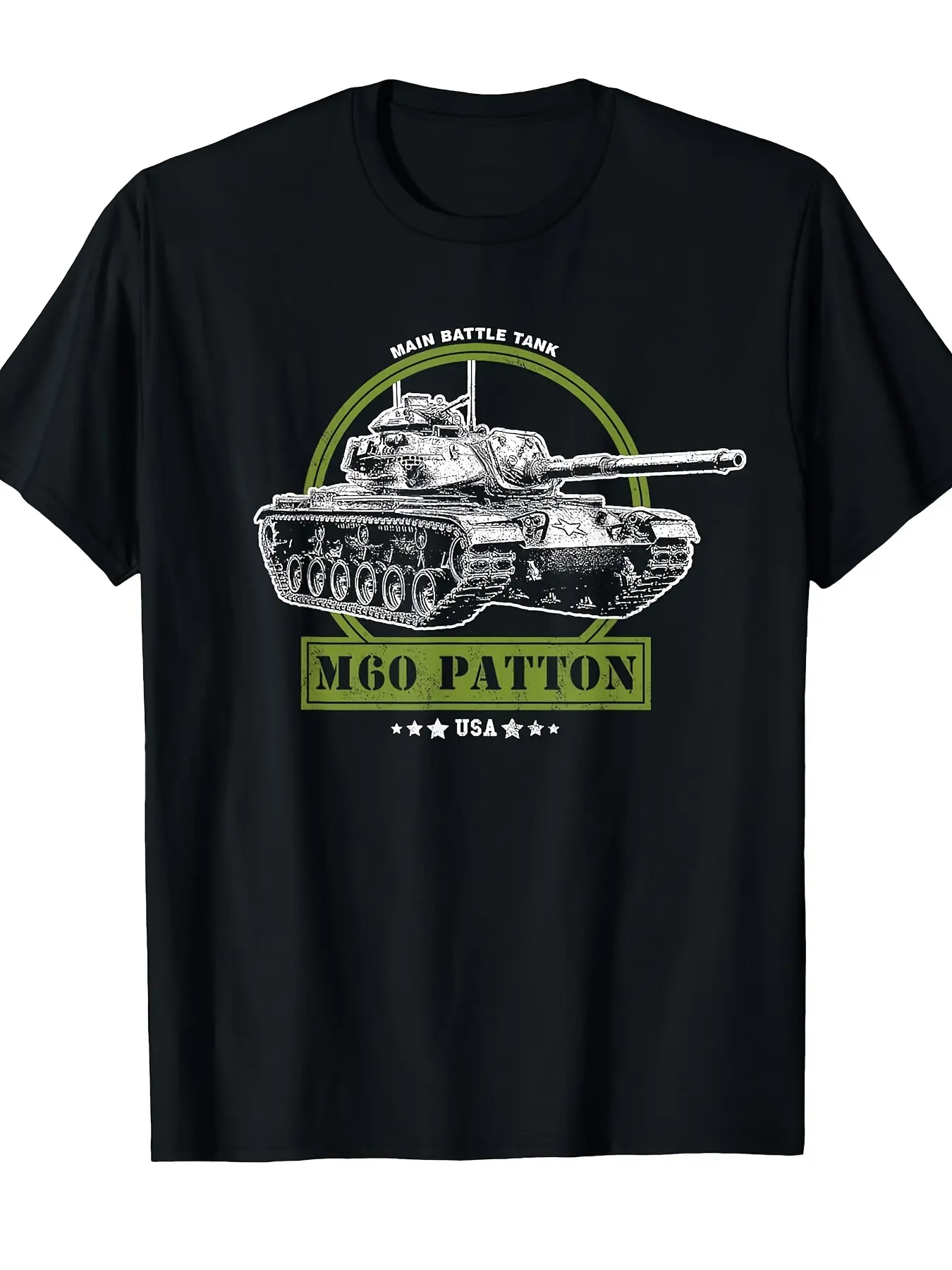 M60 Patton Main Battle Tank T-Shirt.png unisex soft cotton short sleeve t shirt, vintage graphic casual tee for men women teens, perfect birthday holiday gift for camping travel gym daily street  wear