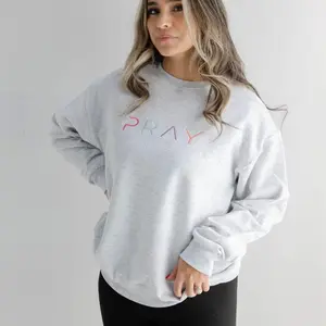 Embroidered PRAY Sweatshirt - Womens Christian Sweater