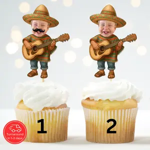 Mariachi Fiesta Sombrero Cupcake Topper – Personalized Birthday Party Decor
