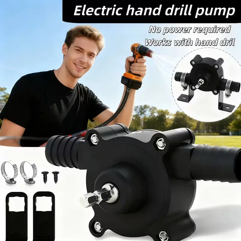 Outdoor Drill-Powered Water Pump for Garden Irrigation, Home Small Compact Size Suction Water Transfer Pump, Handheld Dc Water Pump, Self-Priming Centrifugal Pump