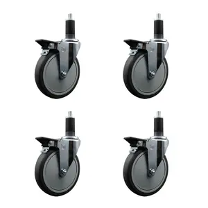 Service Caster SCC-EX20S614-TPRB-PLB-114-4 Thermoplastic Rubber Swivel Expanding Stem Caster with 6 in. Gray Wheels & 1.25 in. Stems - Set of 4