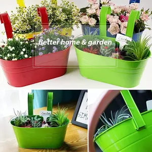 4-Piece Hanging Planters Set, Beautiful Balcony Decoration, Colorful Wall & Fence Planter Pots with Drainage Holes, Perfect for Cacti & Large Plants
