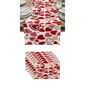 7pcs,Valentine's Day Table Decor Set, Heart-Shaped Placemats & Centerpiece, Anniversary Wedding Party Supplies, Home Decoration