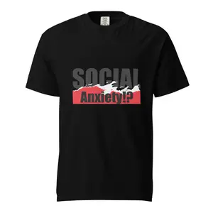 "Social Anxiety" Unisex garment-dyed heavyweight t-shirt Collar Cotton