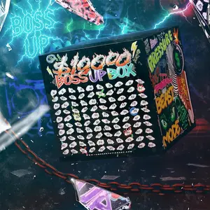 GRAFFITI $10K BOSS UP BOX COVERED Acrylic Savings Box 7x7x7 Inches with Marker Included for Gradual Savings