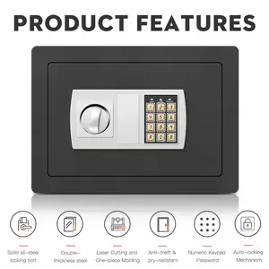 Electronic Safe Box with Digital Keypad & Emergency Key Lock, Small Security Cabinet for Cash, Jewelry and Valuables, Anti-Theft Home Office Safety Storage summervibes