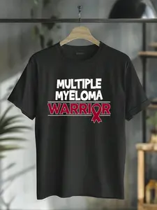 100% Cotton Blood Cancer Awareness - Multiple Myeloma Warrior T-Shirt Casual Short Sleeve Shirt