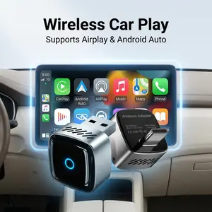 cars accessories 2-in-1 wireless carpaly adapter supports for Both Apple and Android  system car adapters, converting wired to wireless, quickly connecting mobile phones and car displays without delay,intelligent navigation, calling.bluetooth car adapter