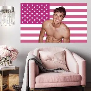 Jacob Elordi Flag Pink American Flag Poster 3x5ft Funny Jacob Flags Tapestry for College Dorm Bedroom Living Room Party Decor Fan Gift