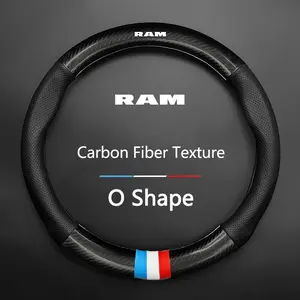 Car Steering Wheel Cover Fits For Dodge SRT DART Challenger RAM 1500 Charger Avengr Carbon Fiber Texture Anti-Slip Car Steering Protector