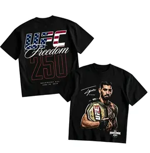 FIGHTRELIC UFC "250 Years of Freedom" Ilia Topuria Graphic T-Shirt MMA Champion Fight Night Tee UFC Fighter Streetwear Shirt Oversized Unisex Cotton Sports Apparel Retro Combat Sports Fan Merch Made in USA Gift For Him & Her