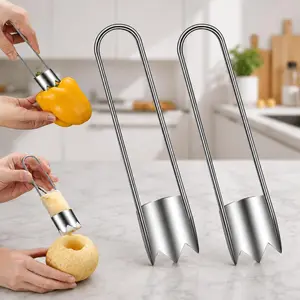 2PC Fruit and Vegetable Pitter, Upgraded Stainless Steel Pitter, Suitable For Pineapples, Apples, Pears, Peppers, Tomatoes and Other Vegetables, A Simple Kitchen Tool