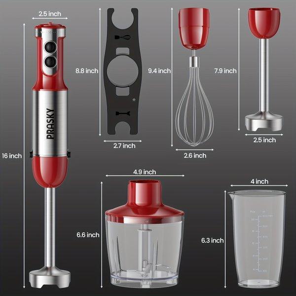 5 in 1 Immersion Hand Blender – Powerful Motor, Whisk & Chopper Attachments, Ergonomic Stick Blender for Mixing, Whipping & Food Prep Kitchen Appliance
