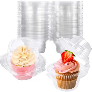 100 Pack Individual Cupcake Containers Plastic Cupcake Boxes Cupcake Holders Stackable Deep Dome Cupcake Carrier