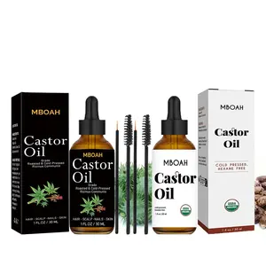 Organic Castor Oil, Cold Pressed, No Hexane, for Hair Eyelashes & Eyebrows, Anti-Frizz Nourishing, Deep Moisturizing, Make hair stronger, making hair thicker and ideal for daily hair care (including disposable eyeliner brush and eyelash brush)