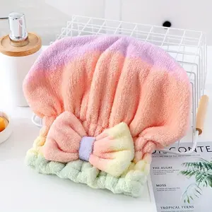 2Pcs Women's Cute Shower Cap & Hair Drying Cap Soft Coral Fleece Thickened Absorbent Head Wrap Towel for Adults Comfortable and Stylish