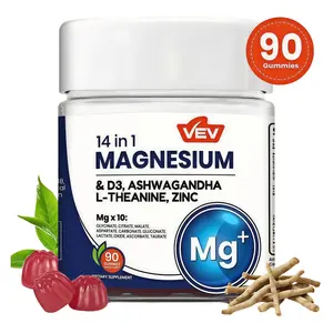 Summer Wins VEV DeepCalm 14-in-1 Magnesium Gummies Complex – Glycinate, D3, Ashwagandha, L-theanine, Zinc – 90 Count, Vegan, No Sugar-5UM Vitamin Dietary Fitness