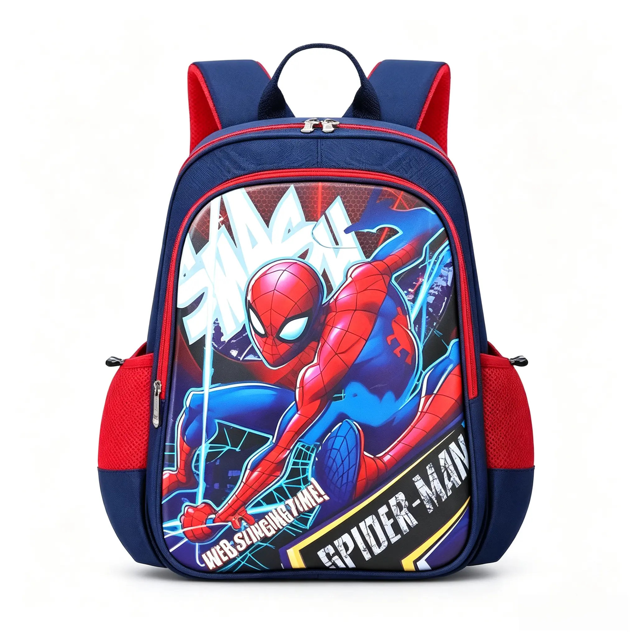 Spider‑Man Backpack, Superhero Character Printed Daypack Adjustable Shoulder Bag Lightweight School Travel Bookbag for Boys Kids Toddlers Fans