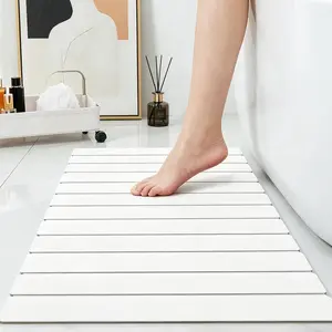 1 Pack Foldable Stone Bath Mats for Bathroom, White Super Absorbent Diatomaceous Earth Bath Mat, Non Slip Shower Rug, Quick Dry Bath Rug Drying Mat, Tub Mat Shower Mat