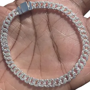 Hip Hop bling women iced out cuban link bracelet Stainless Steel Wrist Trendy Jewellery Accessories