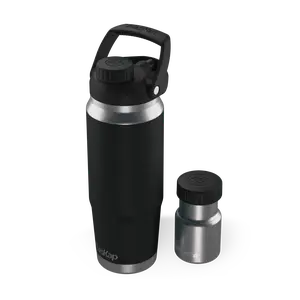 FlasKap FreePour System - 26 oz Stainless Steel Bottle with Hydrogate Technology & Removable 6 oz Liquor Well for Portable Drinkware