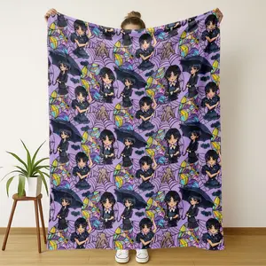 Wednesday Pattern Print Blanket, Soft Warm Sofa Bed Car Office Camping Travel Throw, Cozy Blanket Throw, Perfect Gift for All Seasons