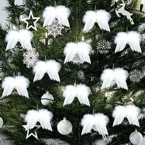 [holiday gifts][christmas gift] 16pcs Set White Christmas Wings Decorations - 3 Styles, No Electricity Needed, Perfect for Christmas Tree Tops, Crafts, Home Holiday Decorations, Weddings, Birthdays, Christmas Tree Decorations, Best For Chri
