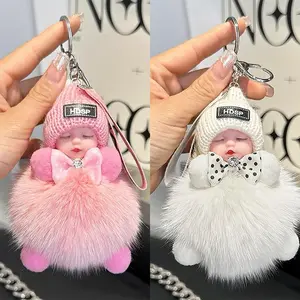 Cute Adorable Soft Doll Keychain Kawaii Fluffy Baby Charm Bag Pendant Car Keychain Home Decor Backpack Hanging Viral TikTok Gifts for Women Girls