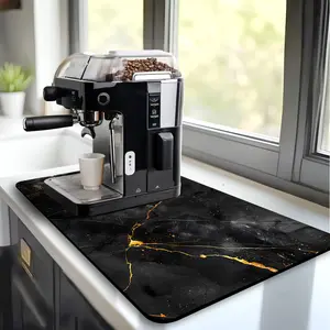 STRABELLA Super Absorbent Dish Drying Mat - Non-Slip Kitchen Counter Mat - Large Absorbent Drying Mat for Easy Cleaning - Water-Resistant Design Coasters Stylish Tableware Cover Black non-slip water