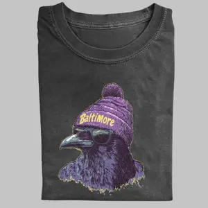 Baltimore Football Mascot Vintage Graphic Tees, Ravens Tshirt, Poe T-Shirt, Unisex Funny Rugby Gift Shirts Top Menswear Womenswear Streetwear