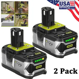 2025new For RYOBI 8.0Ah 18V Battery PBP005 Li-Ion P108 P103 P104 P105 P106 P107 - 2 Pack