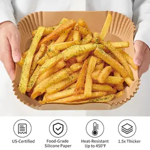 100Pcs Square Parchment Paper Liners, 6.1IN Non-Stick Unbleached Baking Sheets, Oilproof Waterproof Disposable Kitchen Liners for Air Fryer Microwave Bakeware