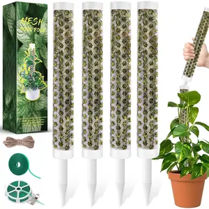 55 Inch Moss Pole Monstera  Support, 4 Pack 17 Inch  Support Stakes for Indoor Climbing , Stackable Sphagnum Moss Pole Sticks for Garden Potted Planter, Pothos, Philodendron