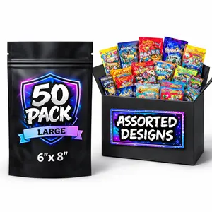 50 Pack Large (6" x 8") Assorted Decorative Storage Organizer Pouches – Resealable Packaging Bags