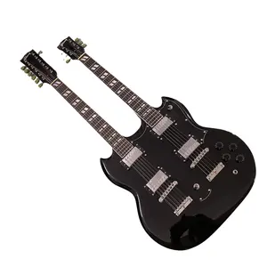 Gloss Double Neck sg Guitar 12+6 Strings Solid Mahogany, Chrome Hardware