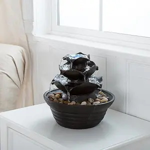Pure Garden 3-Tier Indoor Water Fountain With LED Lights