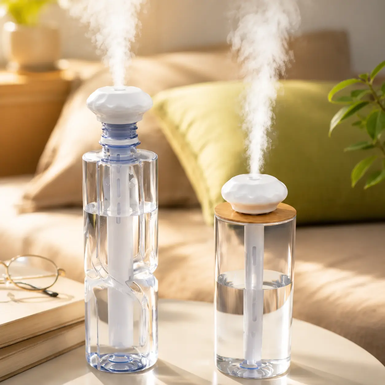 Mini Desktop Humidifier, USB Powered Portable Tabletop Humidifier, Quiet Cool Mist Personal Air Humidifier with Adjustable Mist Modes, Leak-Resistant Design for Home, Office & Car