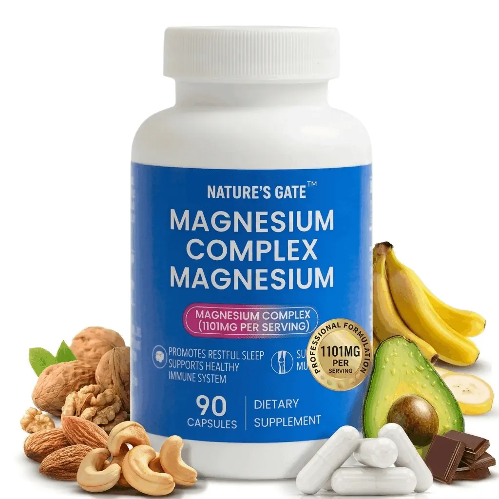 NATURE'S GATE Magnesium Complex 8 Essential Magnesium Supplement 1101mg Comprehensive Magnesium Support Dietary Mineral glycinate citrate malate taurate