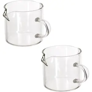 2 Sets of Espresso Cups, 4 oz Double-Ended Glasses, Cream Cups with Handles, Clear Glass Milk Cups, Espresso Machine Accessories, for Milk Coffee   Syrup Mini Coffee Cups