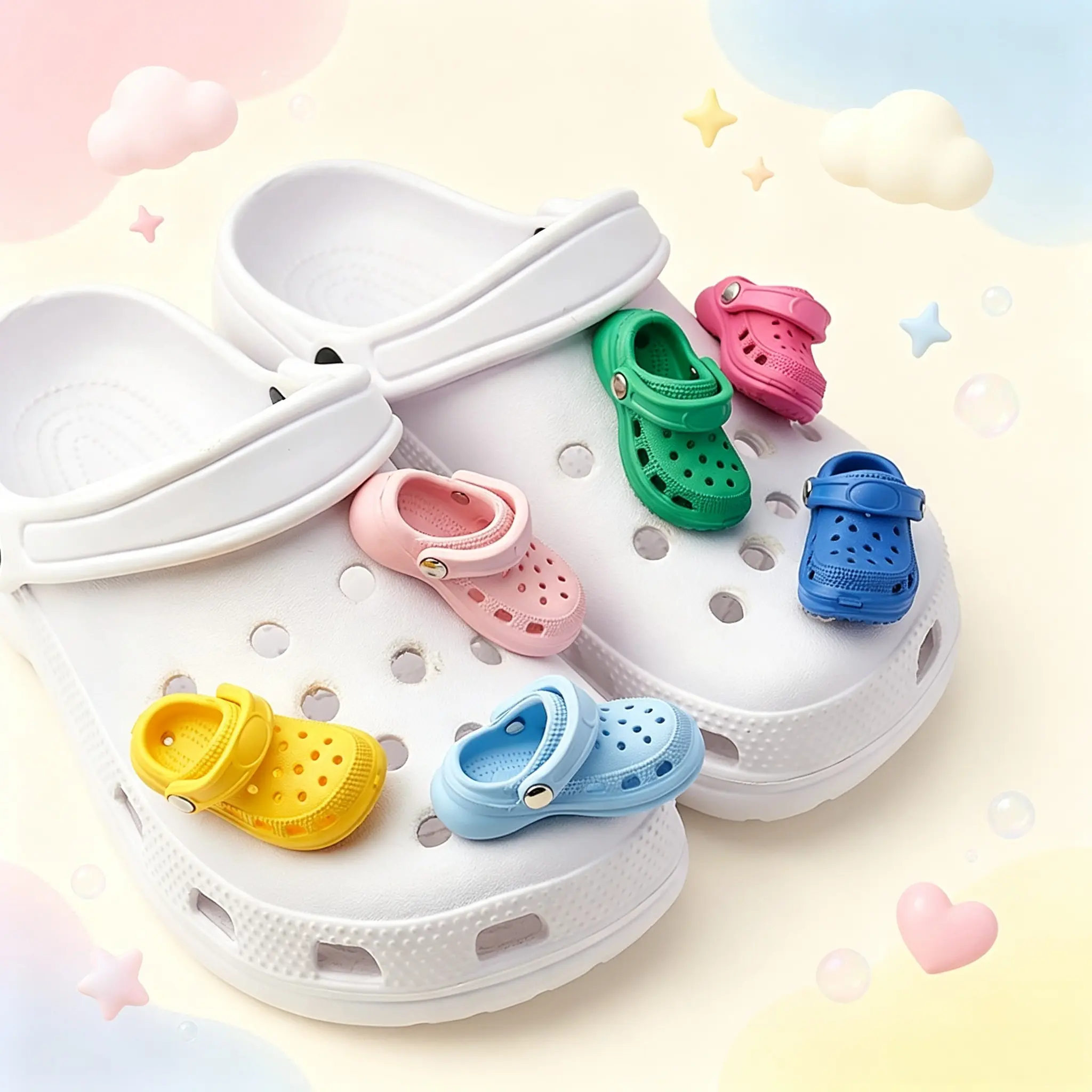 6 Pack Mini  Shoe Charms Colorful Tiny Clog Shoe Decorations Cute Hole Shoe Ornament Accessories For Clogs Sandals