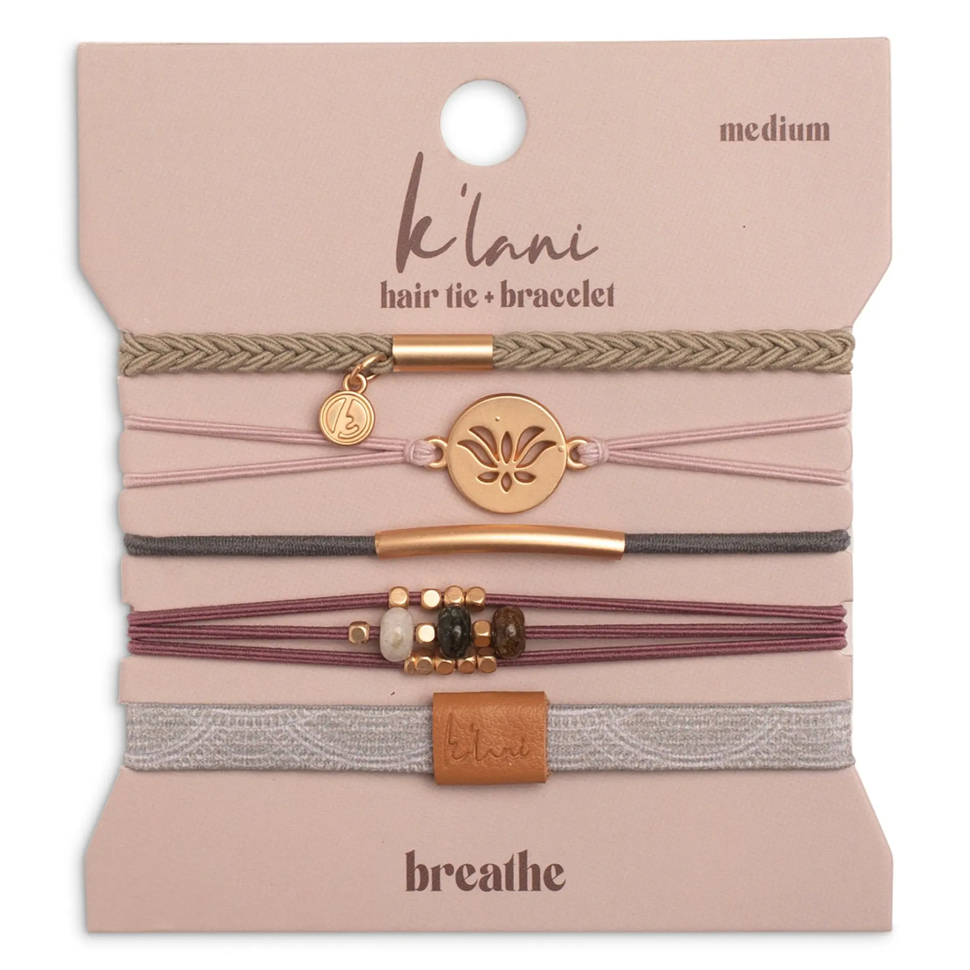 "Breathe" Lotus Flower Earthy Tones Hair Tie Bracelets