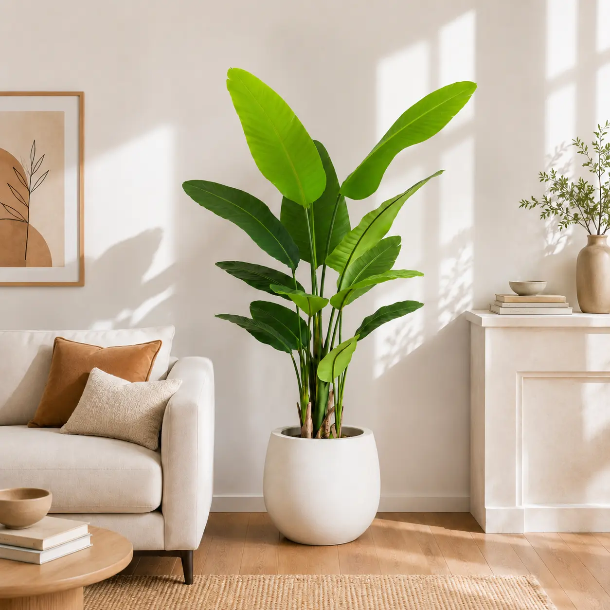 5.25ft Artificial Bird of Paradise Plant, 13 Touch-Realistic Leaves, Indoor Faux Decor for Home & Office （Without White Pot )