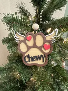 Custom Personalized Memorial Paw Print Christmas Tree Ornament for Remembrance