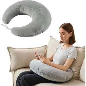 Crocheting Pillows, Reading Pillow for Gaming, Gaming Pillow for Lap, Lap Desk Pillow for Sitting in Bed or Sofa, Multi Functional Reading Pillow for Reading, Working or Crocheting, Grey