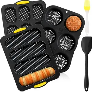 PrimPick  Silicone hamburger mold base cake mold baking tool set long loaf baking tray non-stick bread mold Silicone Loaf Molds
